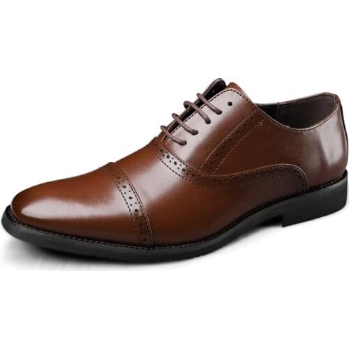 Mens Shoes Brogue Shoes Uniform Oxford Shoes Leather Lace Up Plus Size Big Size Pointed-toe Casual Leisure Form Spring