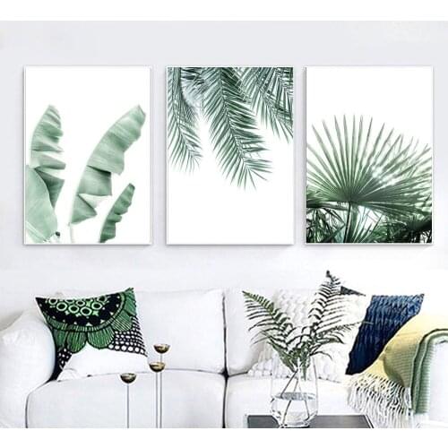 Nordic Green Plant Canvas Painting Wall Pictures Tropical Palm Banana Leaf Canvas Prints And Posters Leave Wall Art Home Decor