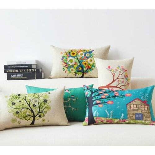 Nordic Pillowcases 30*50cm Colorful Tree Throw Pillows Deer lumbar Cushion Cover Car-covers Office Sofa Chair Home Decoration