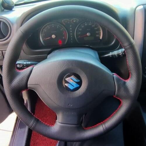 Suitable for Suzuki Jimny Customized Hand Sewing Cowhide Leather Car Steering Wheel Cover Set Car Accessories