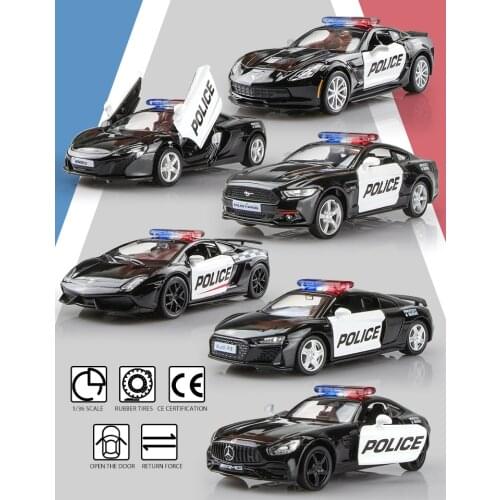 5 Inch Police Car Series RMZ city 1:36 Alloy Car R8 Mustang Chevrolet Diecasts Toy Vehicles Exquisite Model Gifts For Children