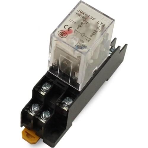 12V 24V DC 110V 220V AC Coil Power Relay LY2NJ DPDT 8 Pin HH62P JQX-13F With Socket Base OK