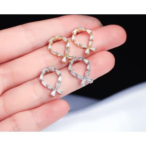 14K Yellow Gold Diamond Earrings Women Anniversary Office Fine Jewelry New 2020 Cartoon Christmas Gold Fashion Earrings Women