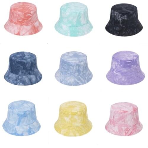 Double-sided Wearing Cap Visor Rainbow Color Bucket Hat Men And Women Cotton Flat Sun Hat Reversible Sun Tie Dye Fisherman Hat