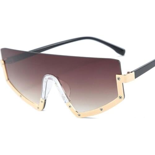 Veshion One Lens Half Frame Oversized Sunglasses Men Women Fashion UV400 Glasses