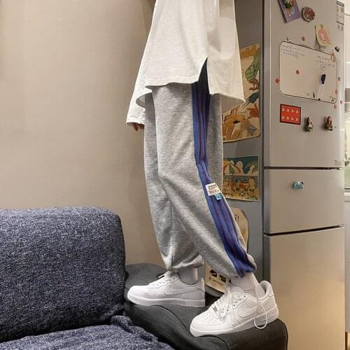 Sports Pants Colorful Stripe Splice Hong Kong Style Loose Casuals 2021 Summer Cool Pants