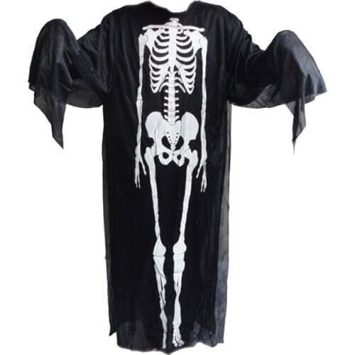 Unisex Halloween Cosplay Costumes Bloodcurdling Ghosts Zombie Vampire Bloodsucker Demon Devil Cosplay Black Skeleton Skull Cloak