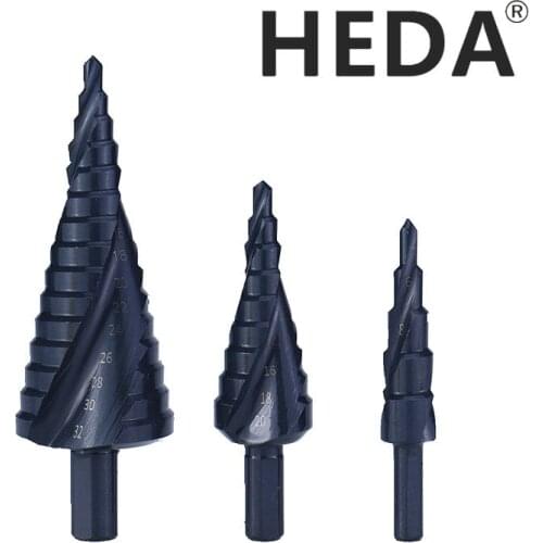 HEDA High Speed Steel Step Drill Bits Plastic Pagoda Drill Bits 4-12/4-20/4-32mm for Steel Plate Iron Aluminum Alloy Metalworkin