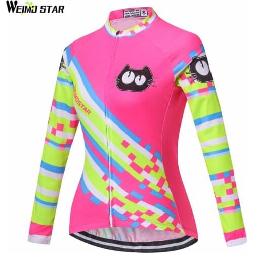 Weimostar Women 2018 Cycling Jersey Long Sleeve Fluorescent Bike Cycling Clothing mtb Maillot Ropa Ciclismo jacket bike Jersey