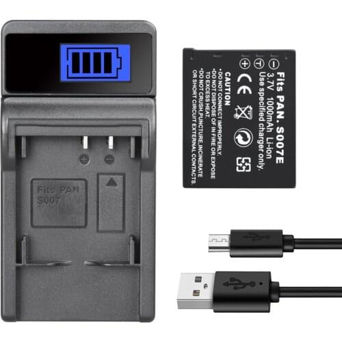 CGA-S007 S007E Battery Camera Battery Charger For Panasonic Lumix DMC TZ1 TZ2 TZ3 TZ4 TZ5 TZ50 TZ15 Batterie 1000mAh CGAS007