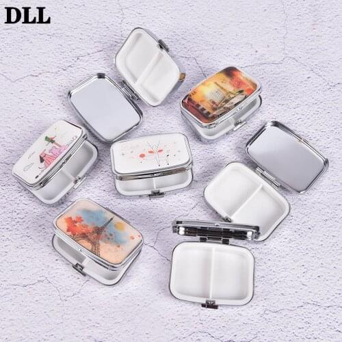 1pc Mini Folding Pill Case Container For Medicines Organizer Pill Cutter Splitters Pastilleros Pildoras Metal Pill Box