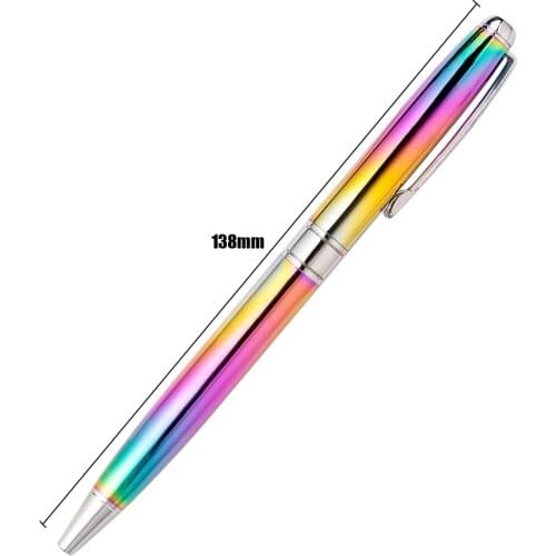 1Pcs Rainbow Color Ballpoint Pen 1.0mm Black Refill Writing Pens Rotating Metal Ballpoint Pen School office supplies