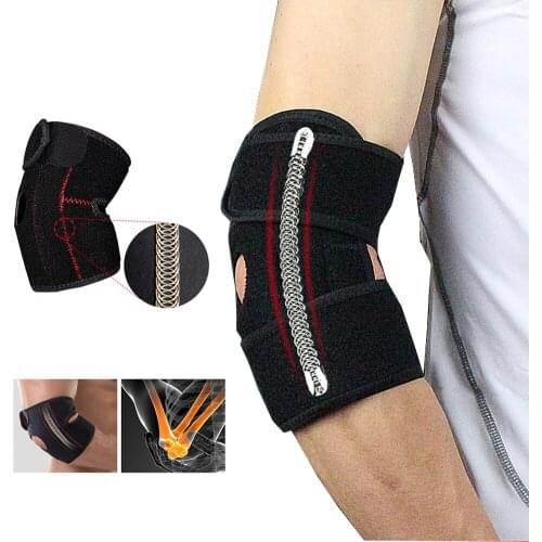 1PCS Adjustable Spring Support Elbow Pads Sport Elbow Guard Sport Basketball Exercise Gym Safety Elbow Support Elbow Pads