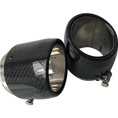 1Pcs Universal Car Styling High Quality Exhaust System Carbon Fiber Glossy Tail Pipe Black Stainless Steel Exhaust Pipe Tailpipe