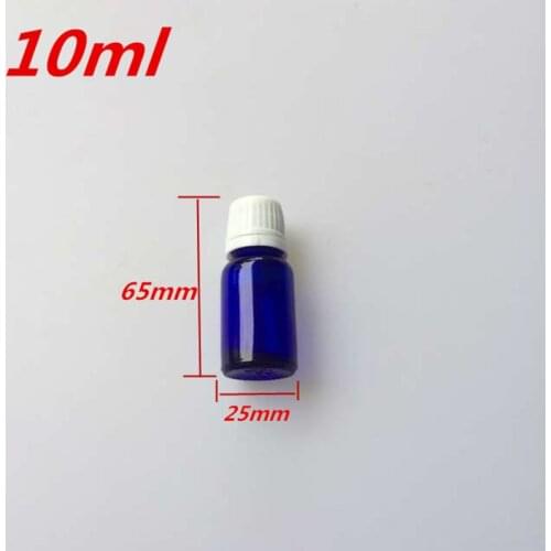 10 pcs 25x65 mm Dark Blue Glass Bottles With White Plastic Cap&Plugs DIY 10 ml Empty Essential Oil Perfume Glass Bottles