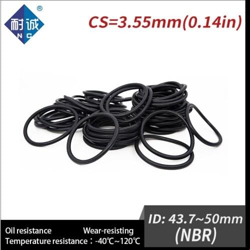 10PCS/lot Rubber Black NBR CS3.55mm ID43.7/45/46.2/47.5/48.7/50mm O Ring Gasket Oil resistant waterproof