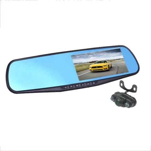 1080P 4.3" Car Rearview Dual Mirrors Tachograph DVR Digital Car Camera
