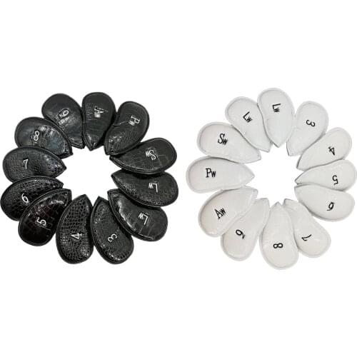 12pcs PU Leather Golf Club Head Cover Iron Head Cover Protector Set Fit All
