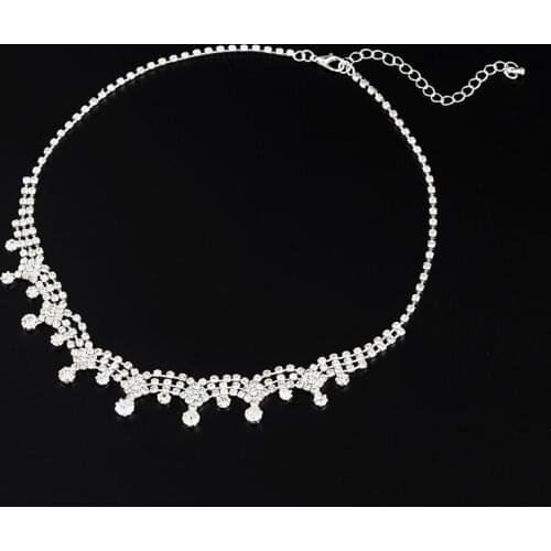 2019 Hot Selling Rhinestone Crystal Gem Luxury Collar Chocker Chunky Y necklace Women jewelry Accessories N389