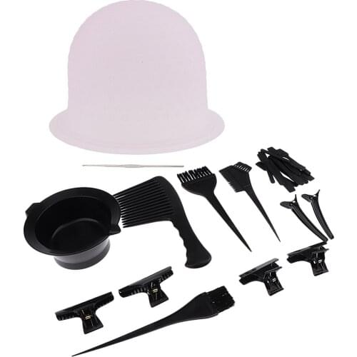 24x Plastic Hair Color Dyeing Comb Brush Bowl Clips Clamps Stirring Rod Cap