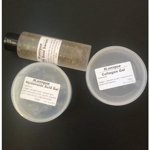 3X100ml Collagen Hyaluronic Acid Gel And Nano 24K Decleo r Gold Foil Toner Skin Care Serum