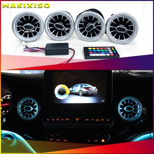 K-Car 4PCS LED Front Dashboard AC Air Condition Vent Outlet Turbo Interior Trim For Mercedes Benz V Class W447 Vito V250