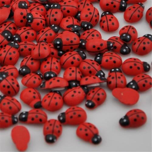 50 pcs wooden ladybug Self-Adhesive stickers Easter for scrapbooking WB143