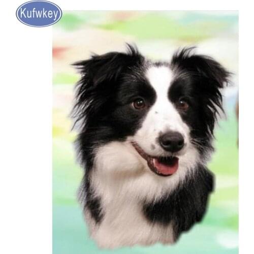Kufwkey 5D DIY diamond painting dog border collie Diamond mosaic Full Drill square Rhinestone,diamond Embroidery animal,3d icon