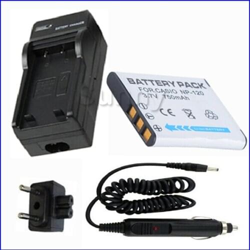 Battery and Charger for Casio NP-120,NP120 and Casio Exilim EX-ZS10, EX-ZS15, EX-S200, EX-S300, EX-Z690, EX-Z680 Digital Camera