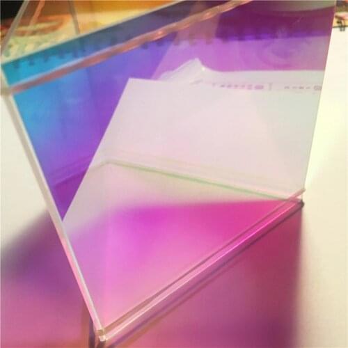 Acrylic (PMMA) AB Square Sheet,Plexiglass Square Iridescent/Radiant Sheet (Two Sides Rainbow Like)