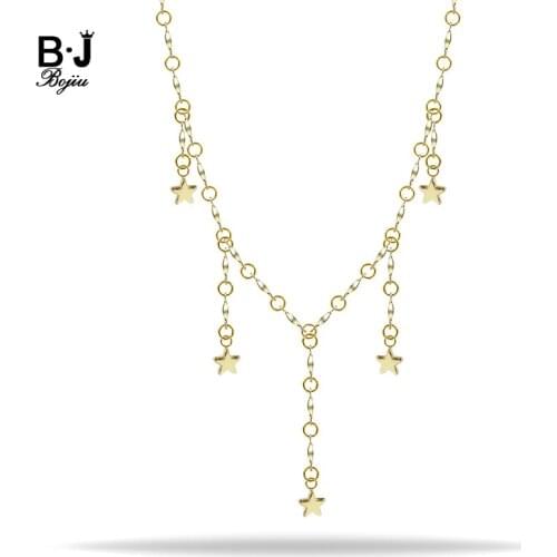 BOJIU Women Jewelry Copper Chain Fashion Shiny Star Pendant Choker Chain Nekclace NKS145
