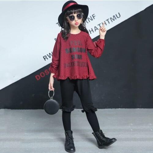 Kids Clothes for Girls' Autumn Long Sleeve Shirt+ Haren Trousers Two Piece Sets Children Spring and Autumn Wear Suit 4-12 Ages