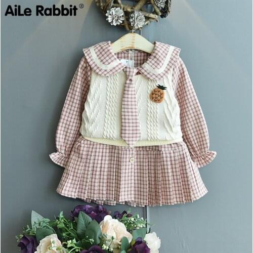 Childrens Clothing Girls Autumn Korean Dress Childrens Foreign Princess Skirt Vest Two-piece Set