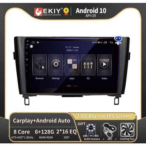 EKIY 6+128G DSP Android 10 For Nissan X-Trail X Trail 3 2013-2017 Car Radio Multimedia Blu-ray IPS Navigator GPS Stereo no 2 din