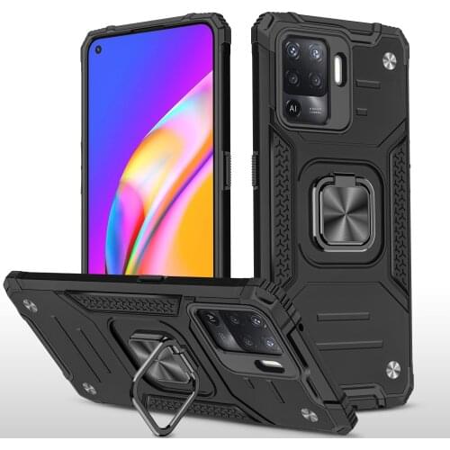 Dirt-resistant Dual Layer Ring Holder Hard Case for OPPO Reno5 F F19 Pro A15 A54 4G A94 A73 A72 A52 A92 A74 Realme 6 C15 Funda