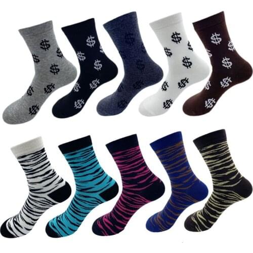 2020 Hot Sale Casual Mens Socks Autumn And Winter Plaid Colorful Dollars Stripe Elite Long Cotton For Happy Men Socks
