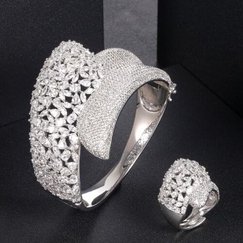 Janekell2y pcs Bridal Zirconia Full Jewelry Sets For Women Party, Luxury Dubai Nigeria CZ Crystal Wedding Jewelry Sets