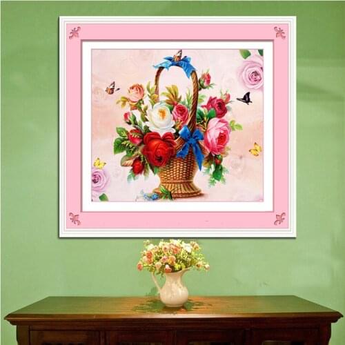 Europe Flower Oil Painting 5D DIY Diamond Painting Posters Baskets 3D Cross Stitch Pattern Diamond Embroidery Home Decor Peony