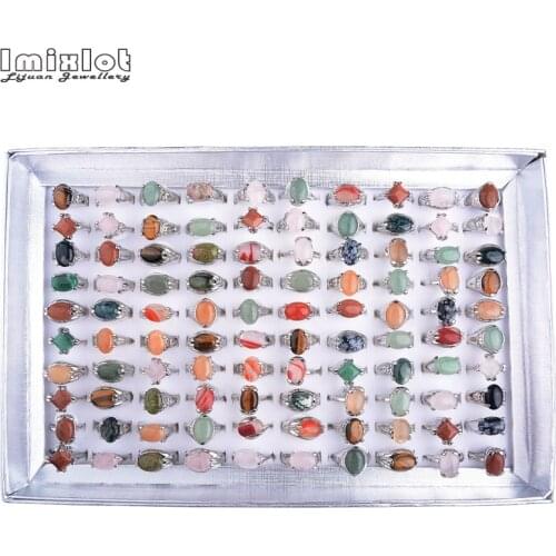 5pcs Men Women Natural Stone Rings Wholesale Party Jewelry Accessories Christmas Gifts Fashion Oval Finger Ring Size 6-10