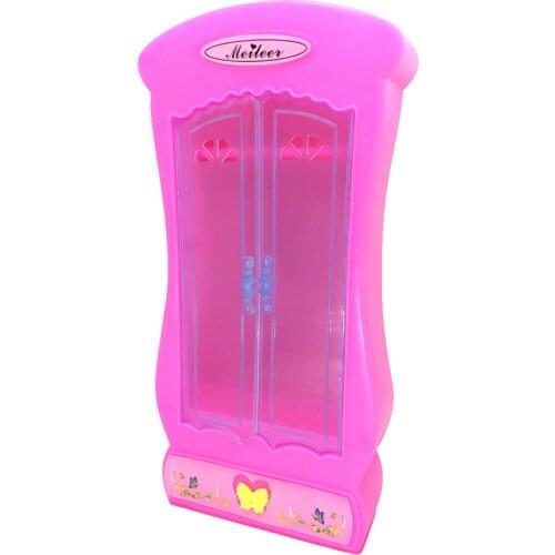 NK One Set Doll Accessories Pink Wardrobe Closet For Barbie Doll Princess Dreamhouse Furniture Miniature Best Gift For Child