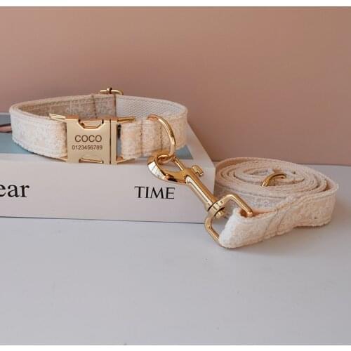 Free Engrave Dog Collar Leash Set For Medium Big Pet Necklace Dog Wedding Accessories Female Dog Collars