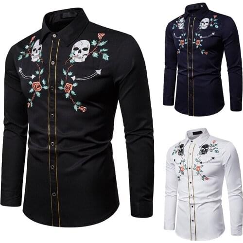 Mens brand new long sleeve holiday business leisure style embroidery fashion shirt wedding best man men shirt long sleeve
