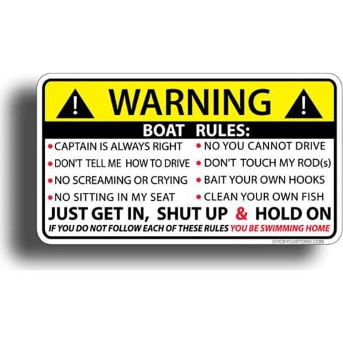Fun Boat Rules Warning Stickers Boating Dash Label Panel OEM Graphics Personality Cup Cooler Decal