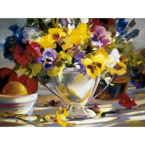Wall art flowers oil paintings Perky Pansies hand-painted artwork on canvas home decor