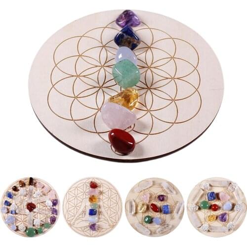 Natural Crystals Heal Stone with Wooden Plate Gravel Chips Collection Gem Pure Aura Perfect for Spiritual Home Decor