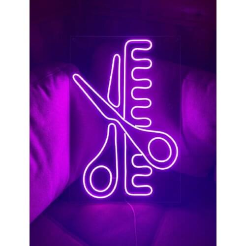 Custom Haircut LED Neon Sign Led Scissors Neon Light Decor Window Wall Hanging for Home Room Sale Shop Decoration