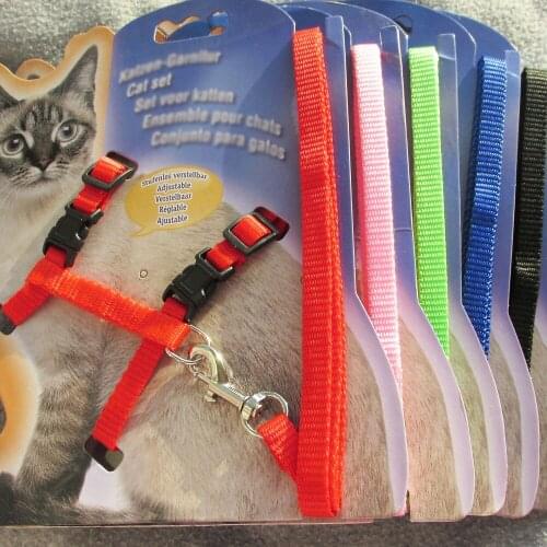 50pcs/lot Nylon Pet Cat Harnesses with Leash Together Small Dog Cat Harnesses Leashes Mixed Colors Available