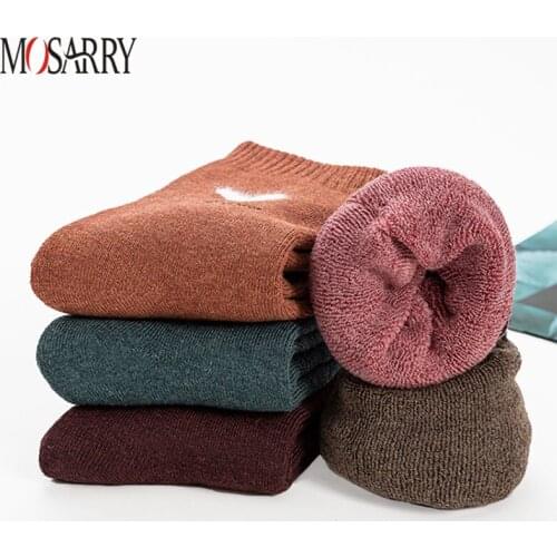 [3 Pairs] Winter Women Cotton Socks Keep Warm Thicken Therma Embroidery Heart Womens Crew Socks Autumn Female Knitted Socks