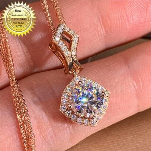 Solid Au750 18K gold Necklace moissanite 1ct/2ct/3ct Diamond DVVS color With national certificate 0112