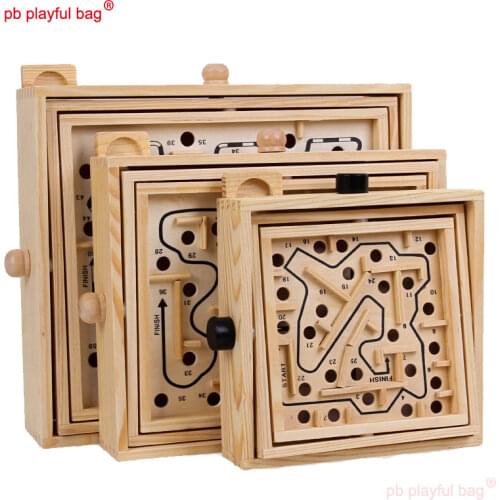 PB Playful bag 3D Magnetic Ball Maze Puzzle Toy Challenge Balance Educational Gift Wood Case Box Fun Hand Game for Kids UG24